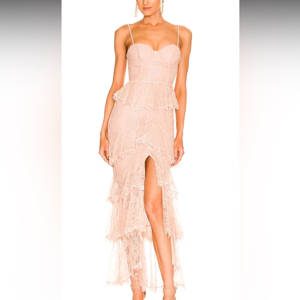 REVOLVE Strapless Lace Dress in Blush